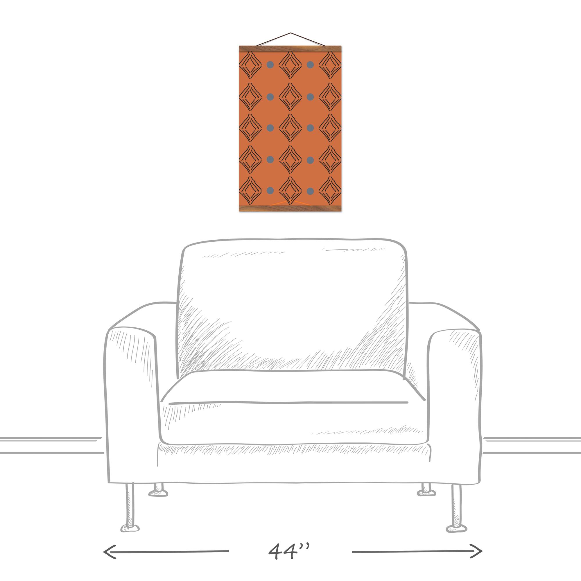 Diamond Dots 12" x 18" Teak Hanging Canvas